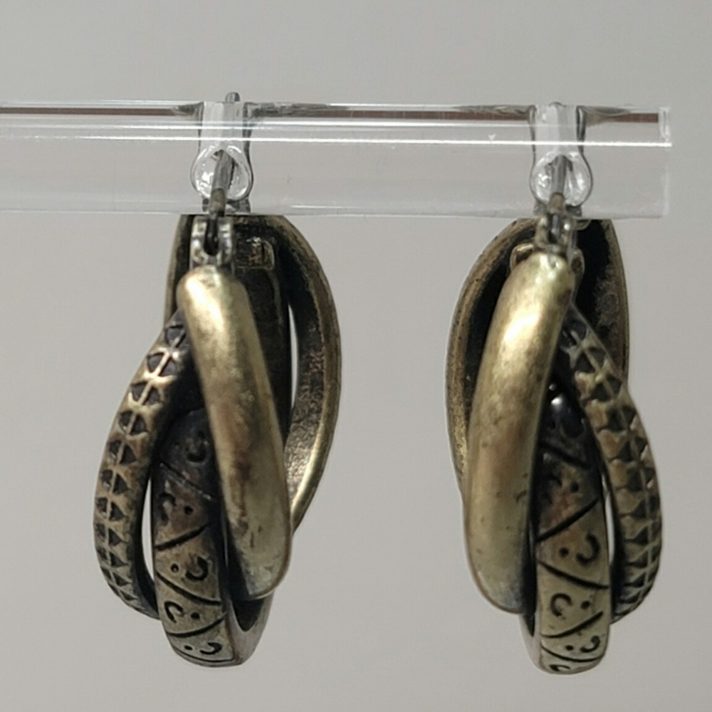 Lia Sophia "Intertwined" Antique Gold Tone Triple Hoop Earrings